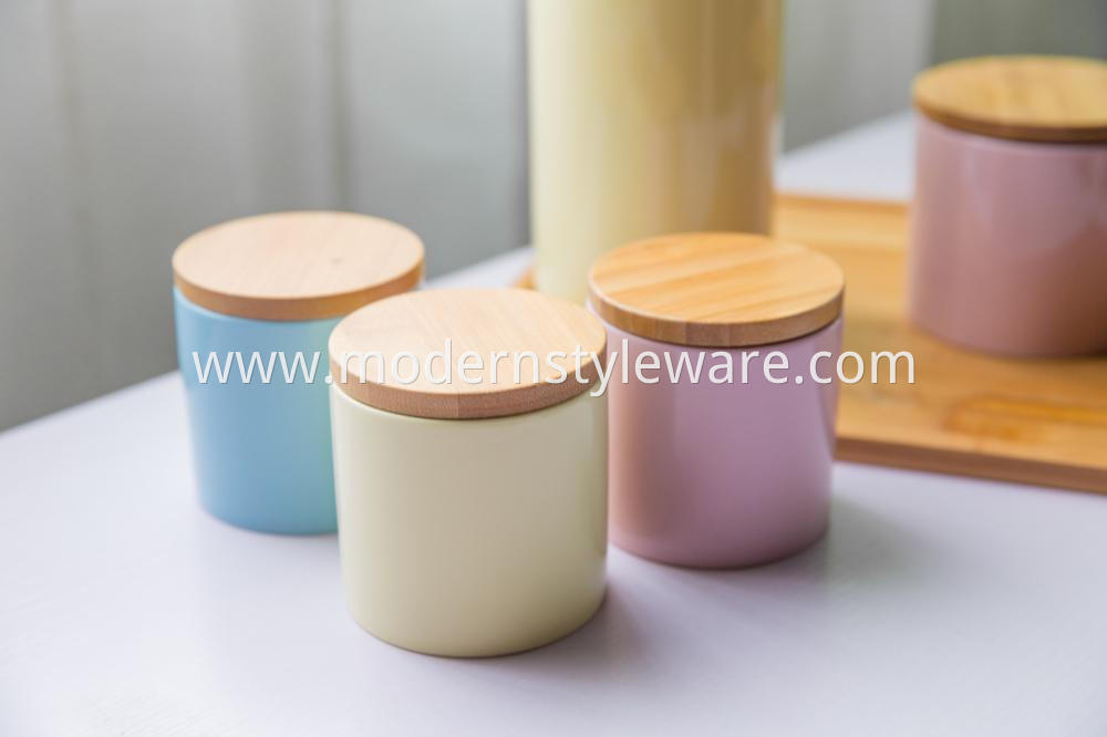 Ceramic Jar With Wooden Lid